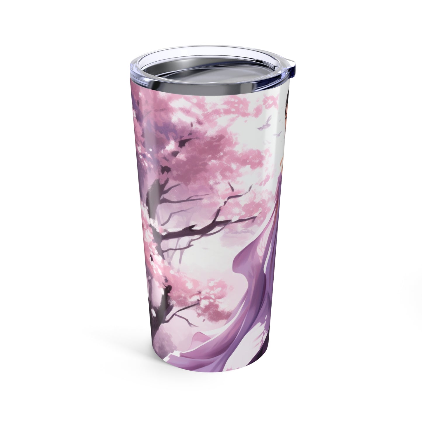 Tumbler,- Fashionable Woman in Pastel Purple Gown Among Cherry Blossoms
