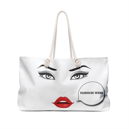 Fashion Week Whisper, Canvas Weekender Bag - Stylish Tote for Fashionistas