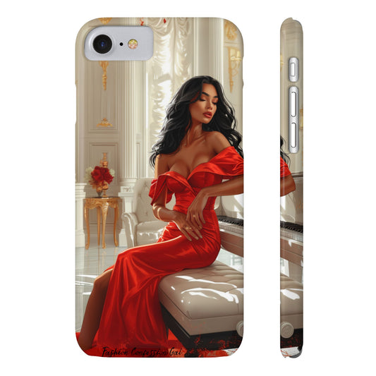 Phone Case - Elegant Woman at the Piano in Red Gown Design