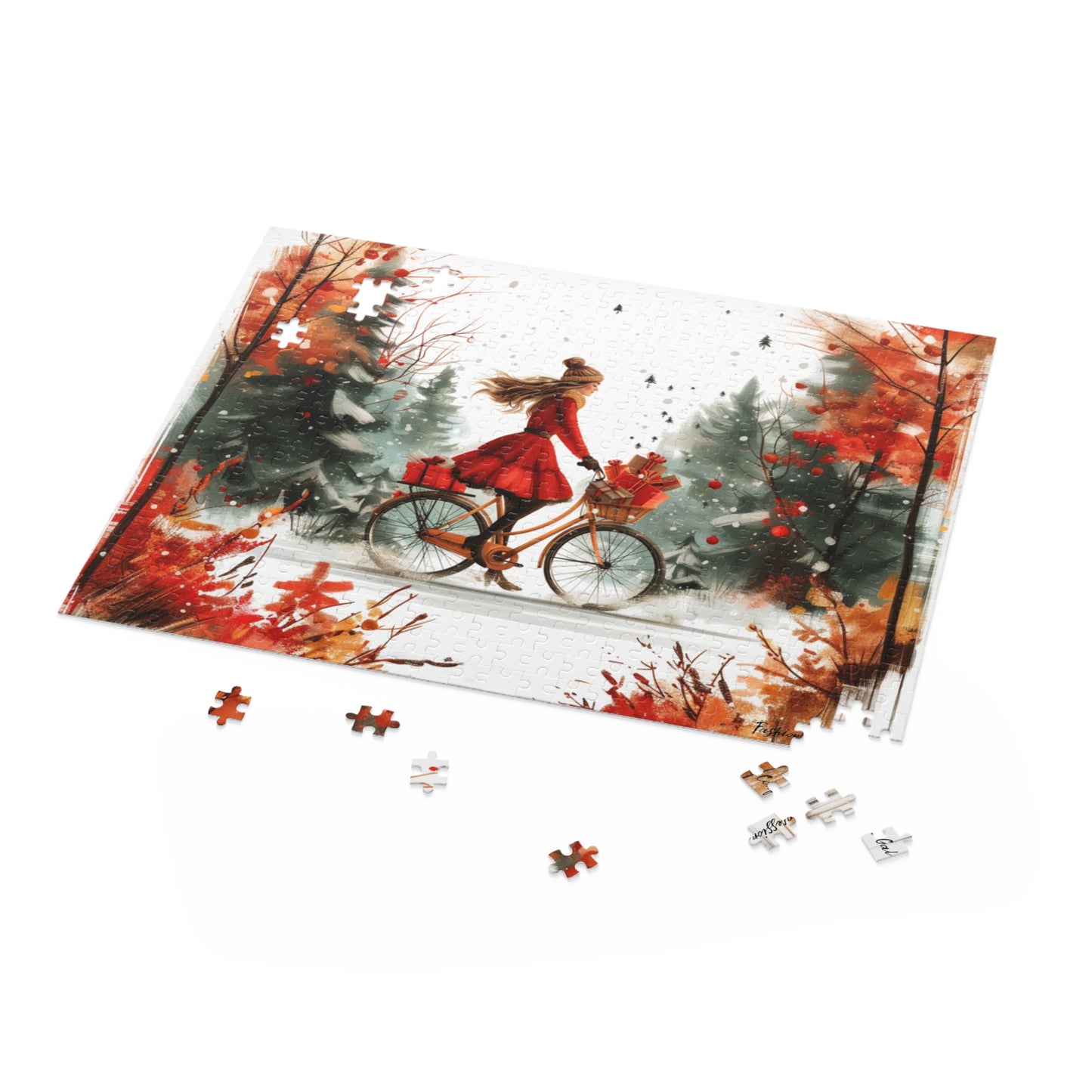 Puzzle - Winter Wonderland, Fashion Girl on Bike