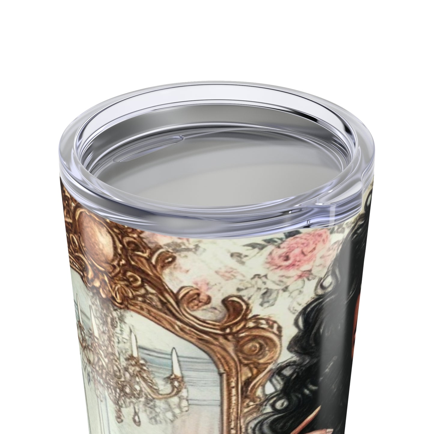 Tumbler, Fashionable Woman Tea Lover in English Style Powder Room