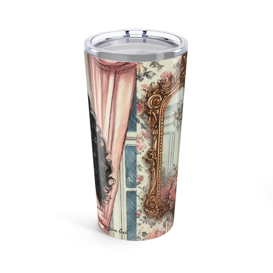 Tumbler, Fashionable Woman Tea Lover in English Style Powder Room
