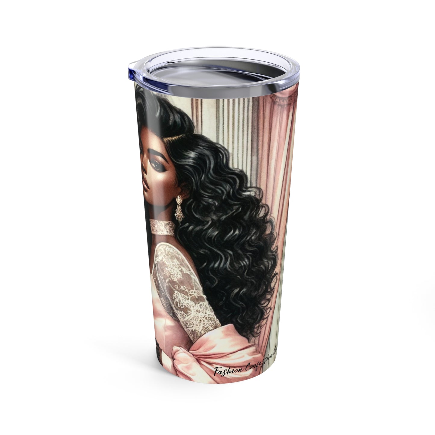 Tumbler, Fashionable Woman Tea Lover in English Style Powder Room