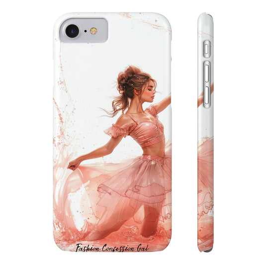 Phone Case - Fashionable Dancer in Peach 2 Piece Outfit Watercolor Painting