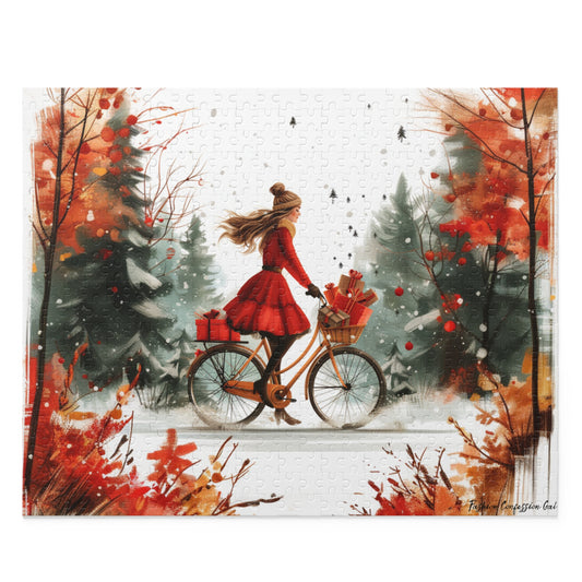 Puzzle - Winter Wonderland, Fashion Girl on Bike