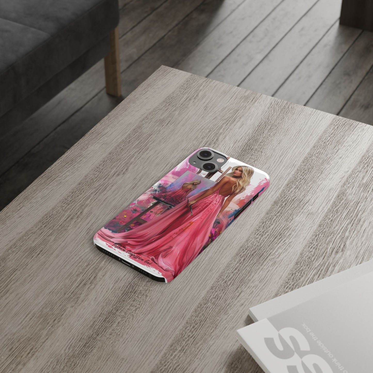 Slim Phone Case - Blonde Woman Painting Her Life on Canvas
