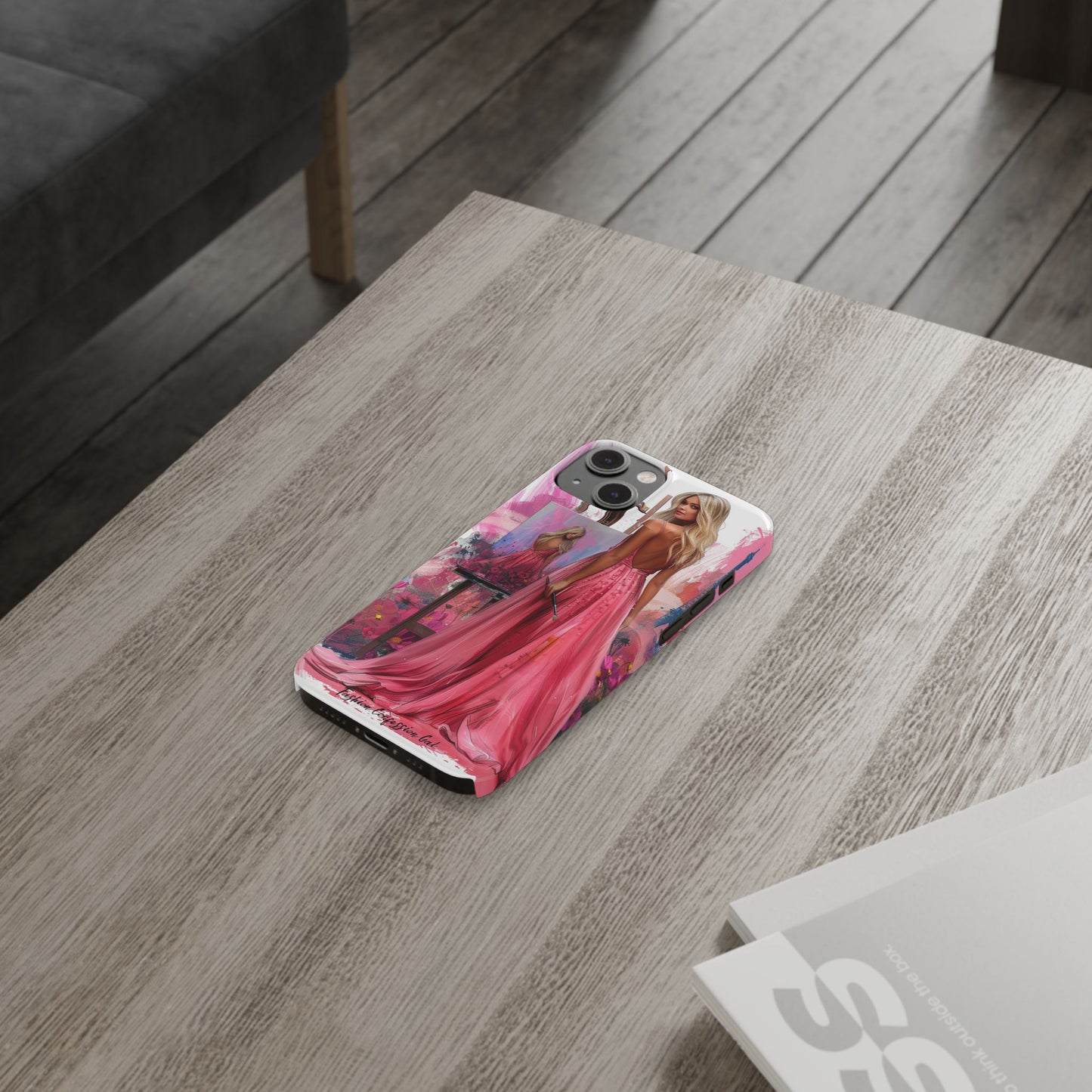 Slim Phone Case - Blonde Woman Painting Her Life on Canvas