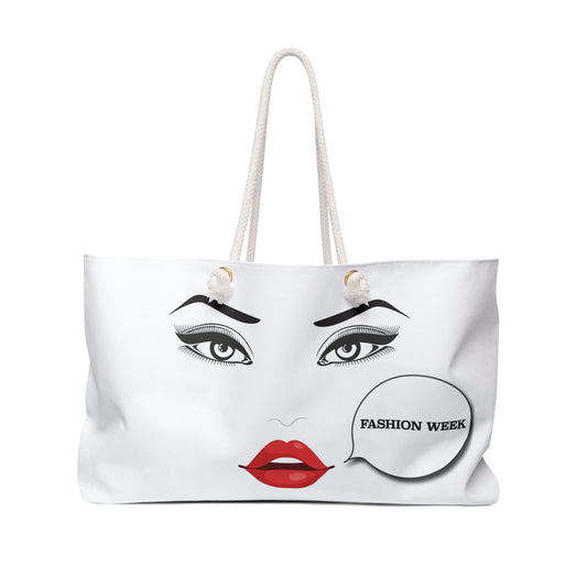 Fashion Week Whisper, Canvas Weekender Bag - Stylish Tote for Fashionistas