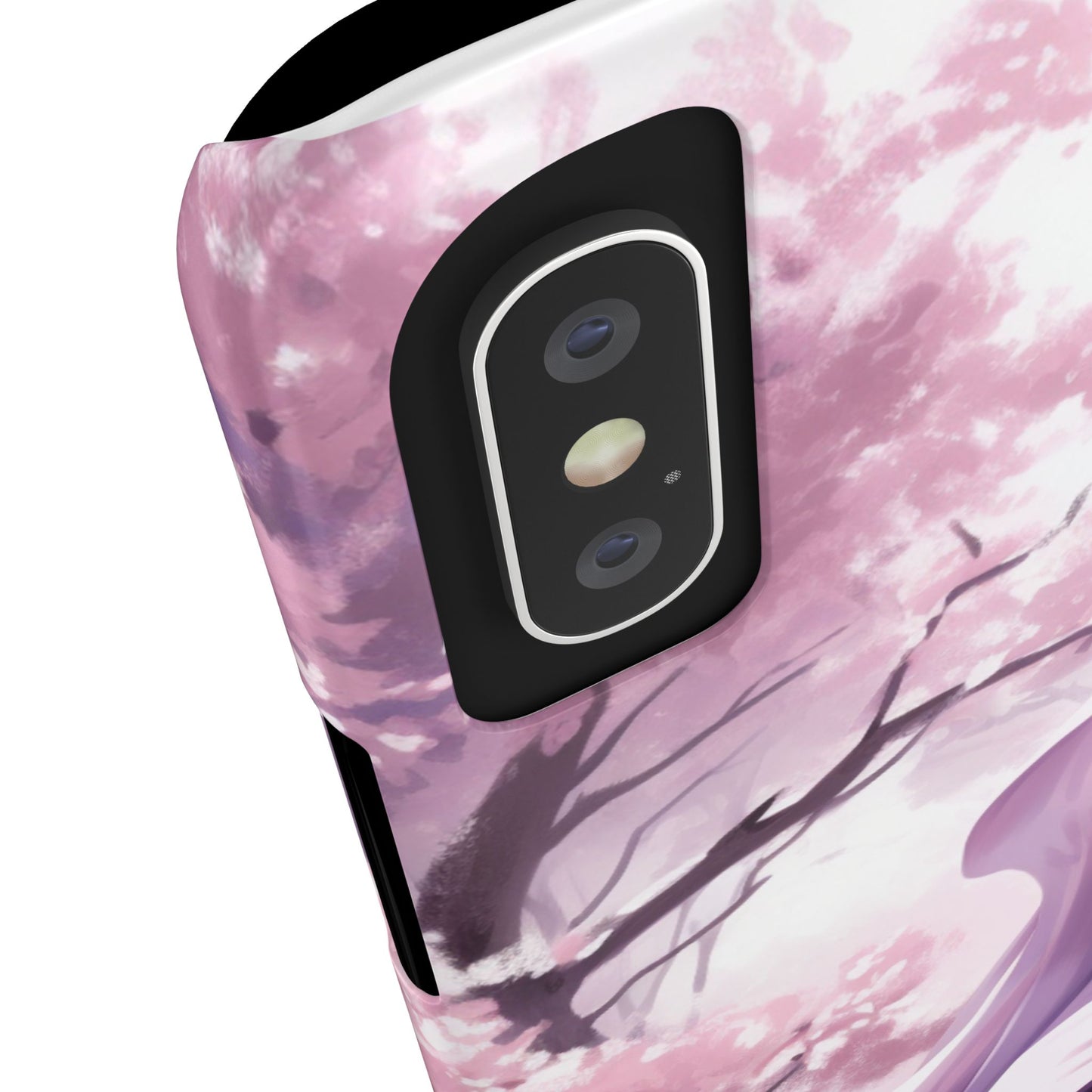 Phone Case - Elegant Asian Woman in Purple Gown Among Cherry Blossoms