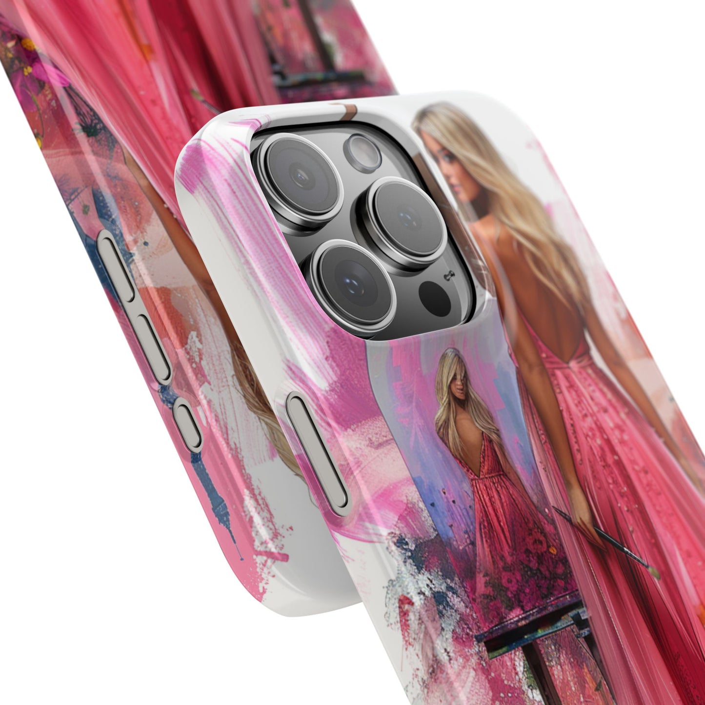 Slim Phone Case - Blonde Woman Painting Her Life on Canvas