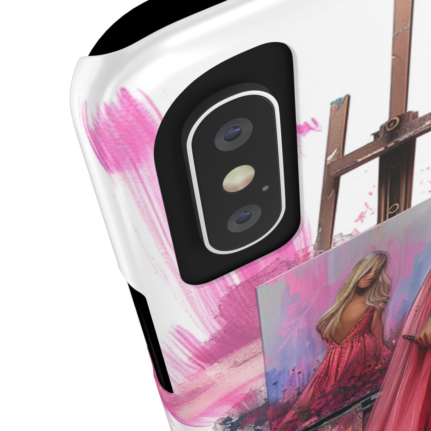 Slim Phone Case - Blonde Woman Painting Her Life on Canvas