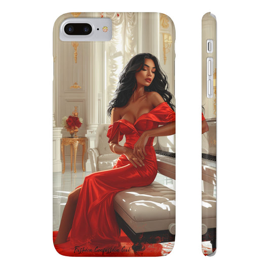 Phone Case - Elegant Woman at the Piano in Red Gown Design
