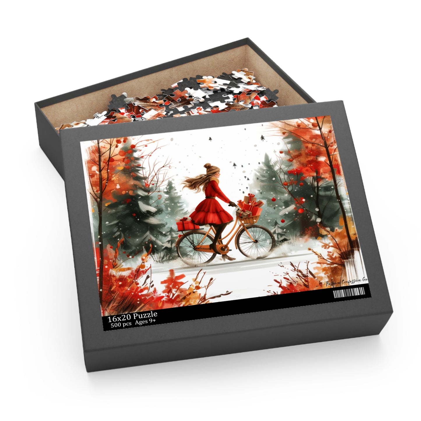 Puzzle - Winter Wonderland, Fashion Girl on Bike