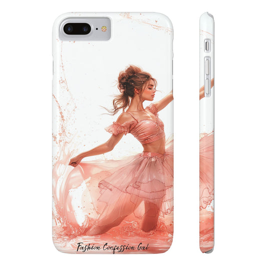 Phone Case - Fashionable Dancer in Peach 2 Piece Outfit Watercolor Painting
