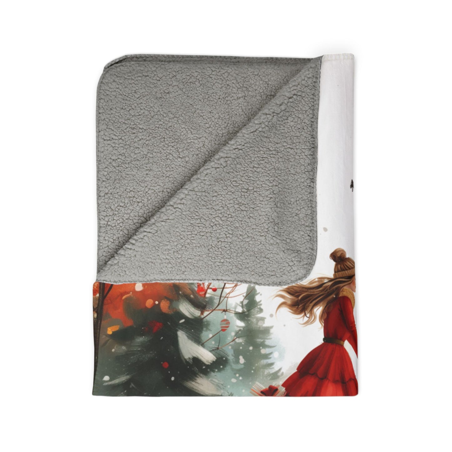 Sherpa Blanket - Winter Journey Home, Fashion Girl on Bike Design