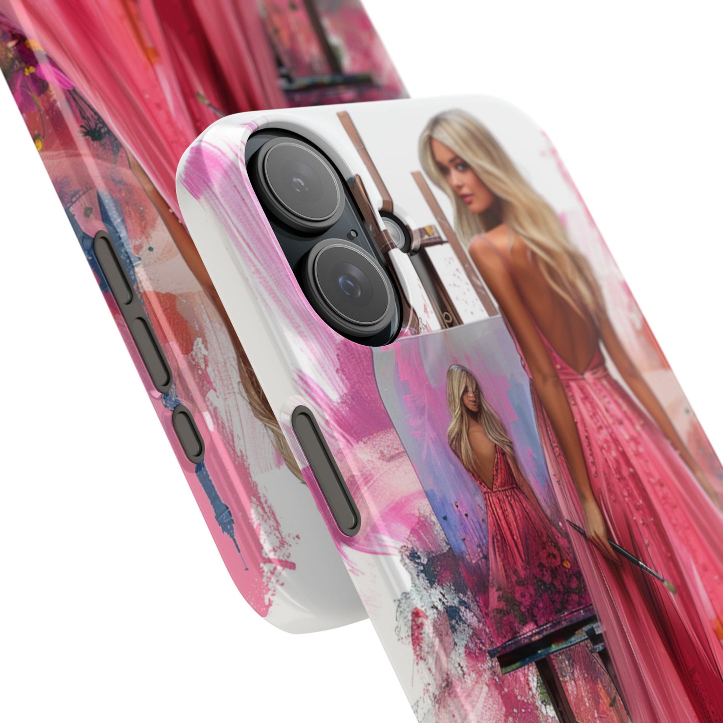 Slim Phone Case - Blonde Woman Painting Her Life on Canvas