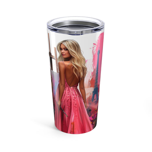 Tumbler - Fashionable Woman Painting Portrait in Summer Dress