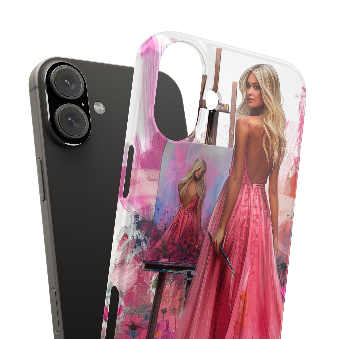 Slim Phone Case - Blonde Woman Painting Her Life on Canvas