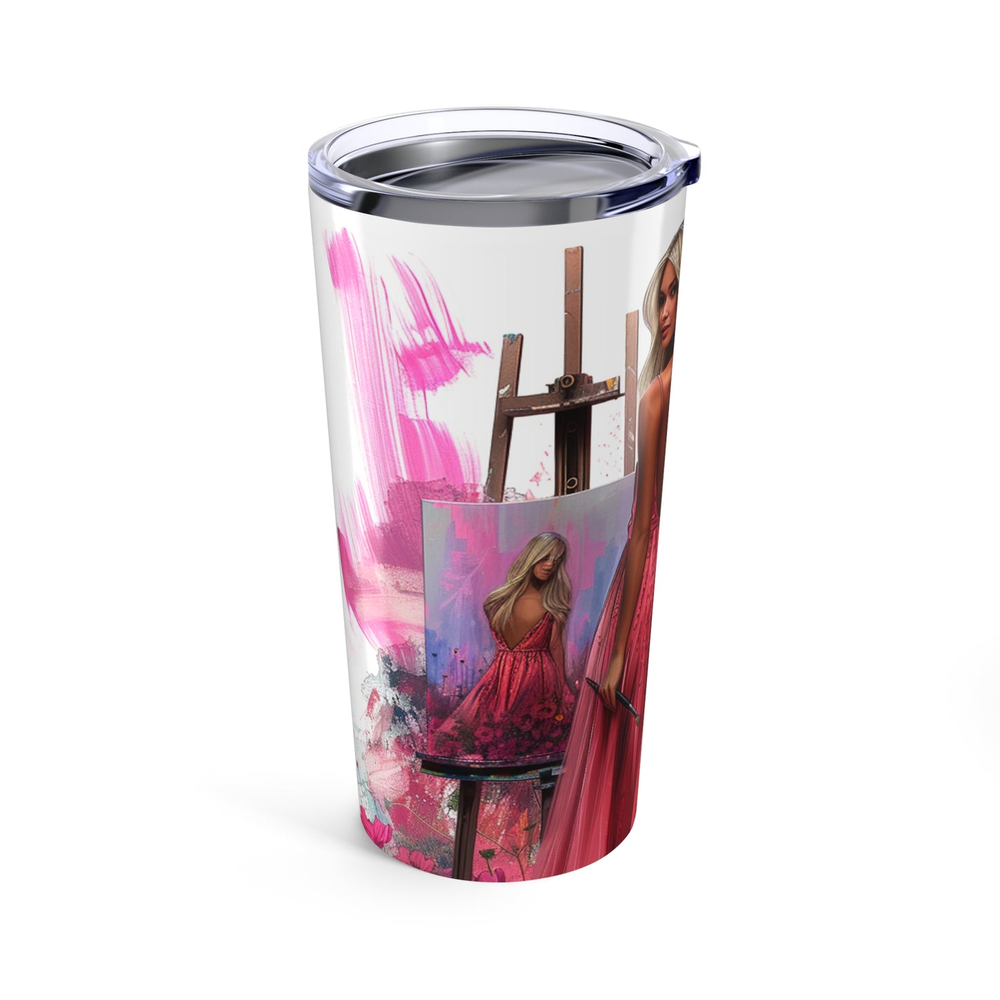 Tumbler - Fashionable Woman Painting Portrait in Summer Dress