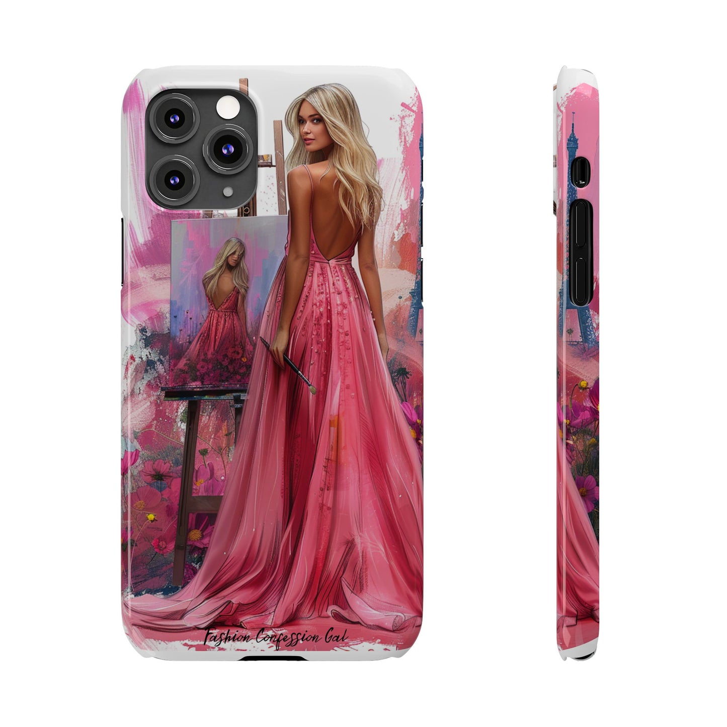 Slim Phone Case - Blonde Woman Painting Her Life on Canvas