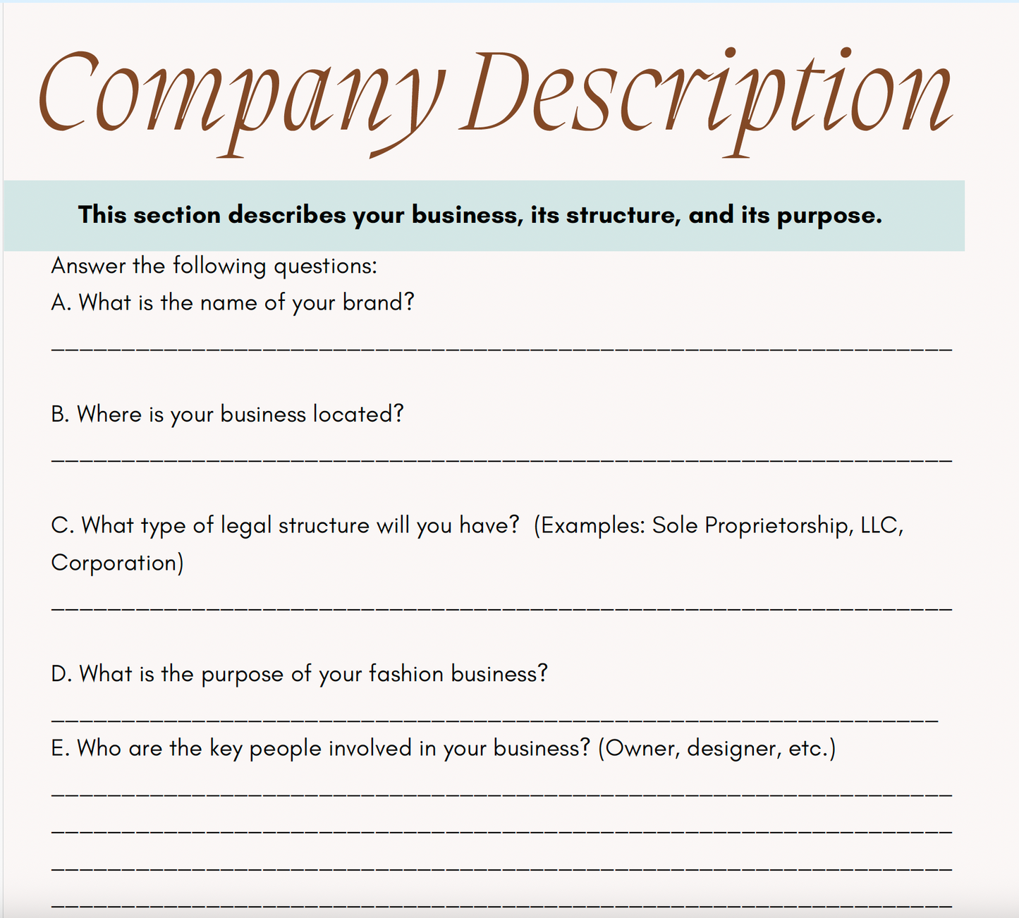 Fashion Designer’s Business Plan Workbook – Build & Launch Your Dream Brand- Digital Download